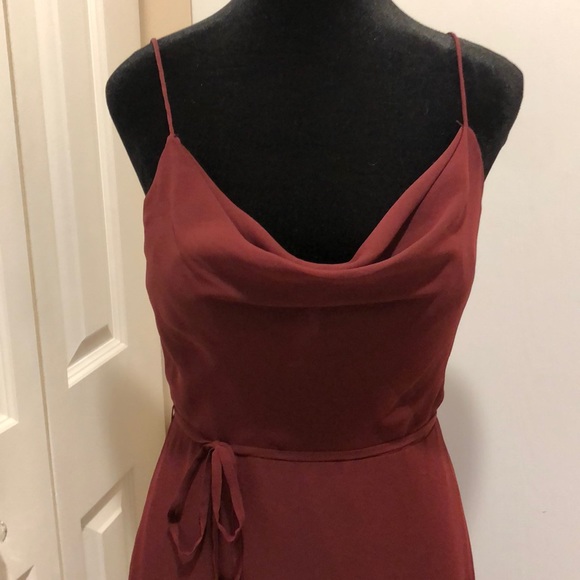 CHRISTINA WU Burgundy Evening Party Wedding Spaghetti Strap Dress - Picture 5 of 11